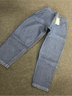 Women’s Sunspel Denim Rinse Wash Tapered Chore Trouser Blue SZ SM ENGLAND NWT